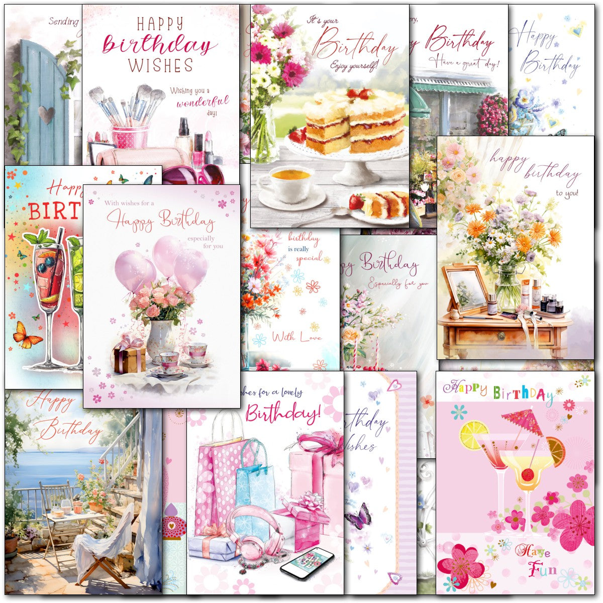 Pack 20x Contempory Male And Female Happy Birthday Cards - View #9