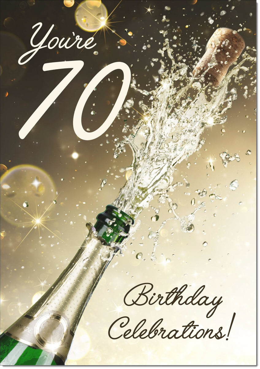 70th Birthday Card Age 70 Champagne Birthday Celebrations – doodlecards