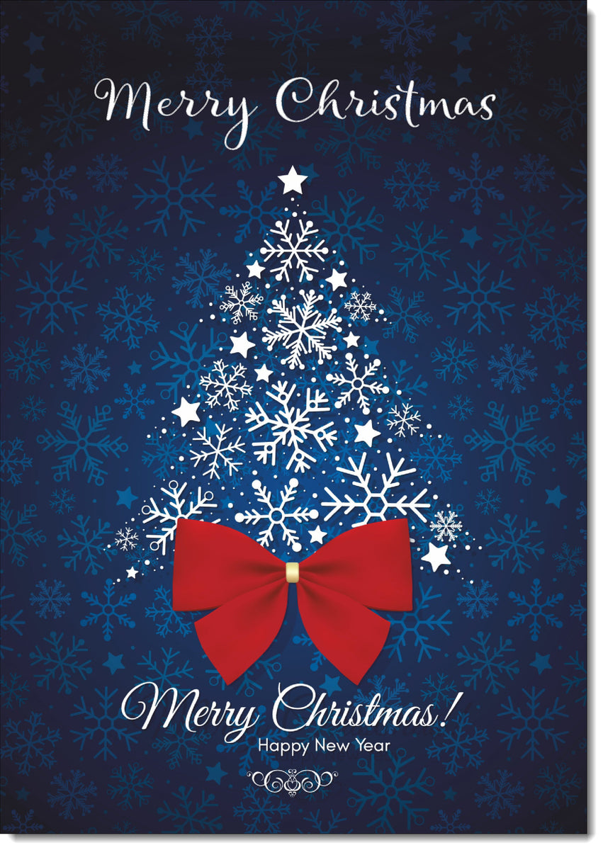 Merry Christmas Card Blue Abstract Christmas Tree – doodlecards