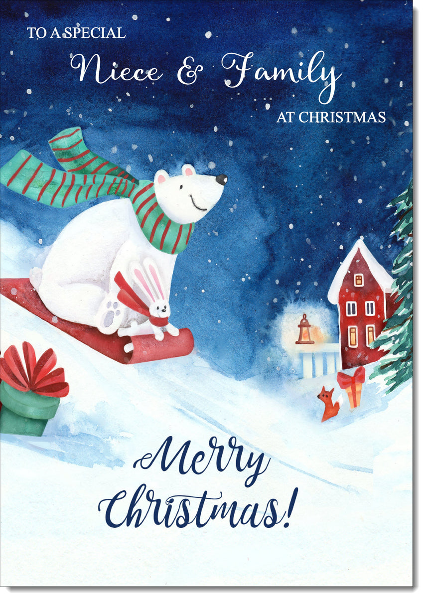 Weihnachtskarte Von Olivia Samuel – Teddy Auf Kugel, A5, Hochglänzend