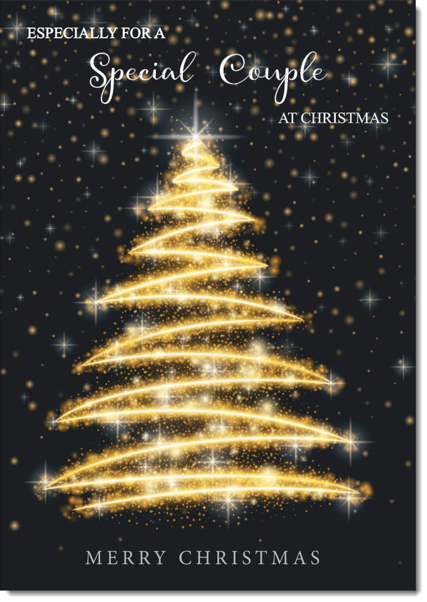 Special Couple Christmas Card Black and Gold Abstract Tree – doodlecards