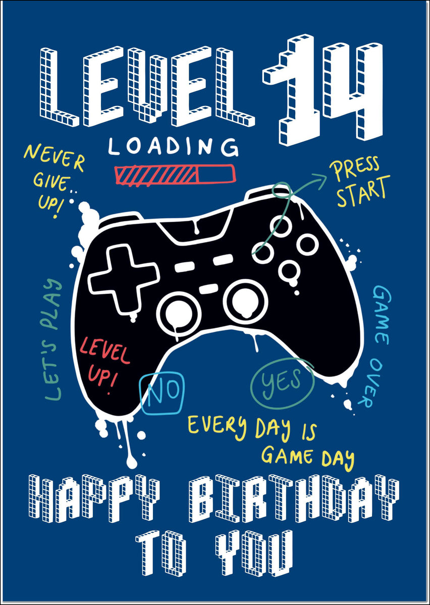 Geburtstagskarte Zum 14. Geburtstag Mit Game Controller Design – 21 X 14 Cm, Für Teenager-Jungs