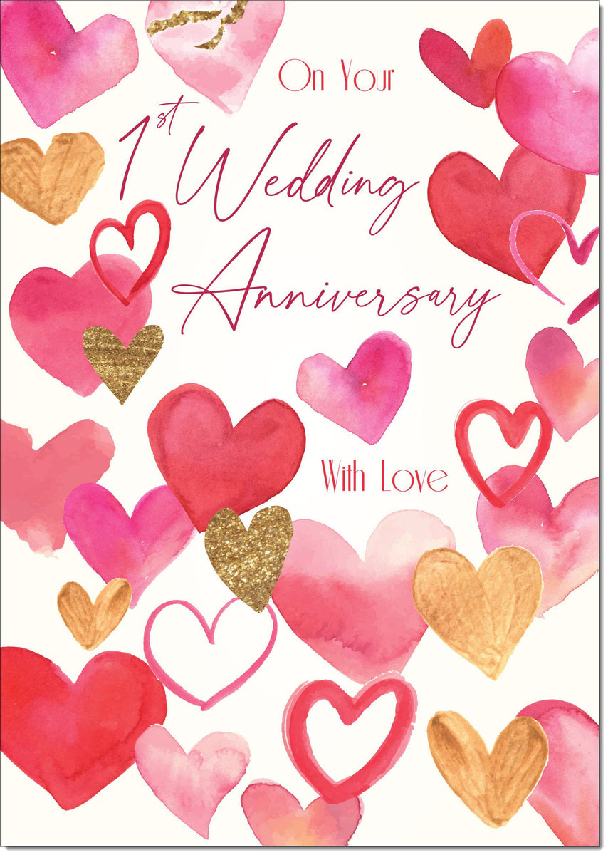 Your Paper 1st Wedding Anniversary Card Love Hearts – doodlecards
