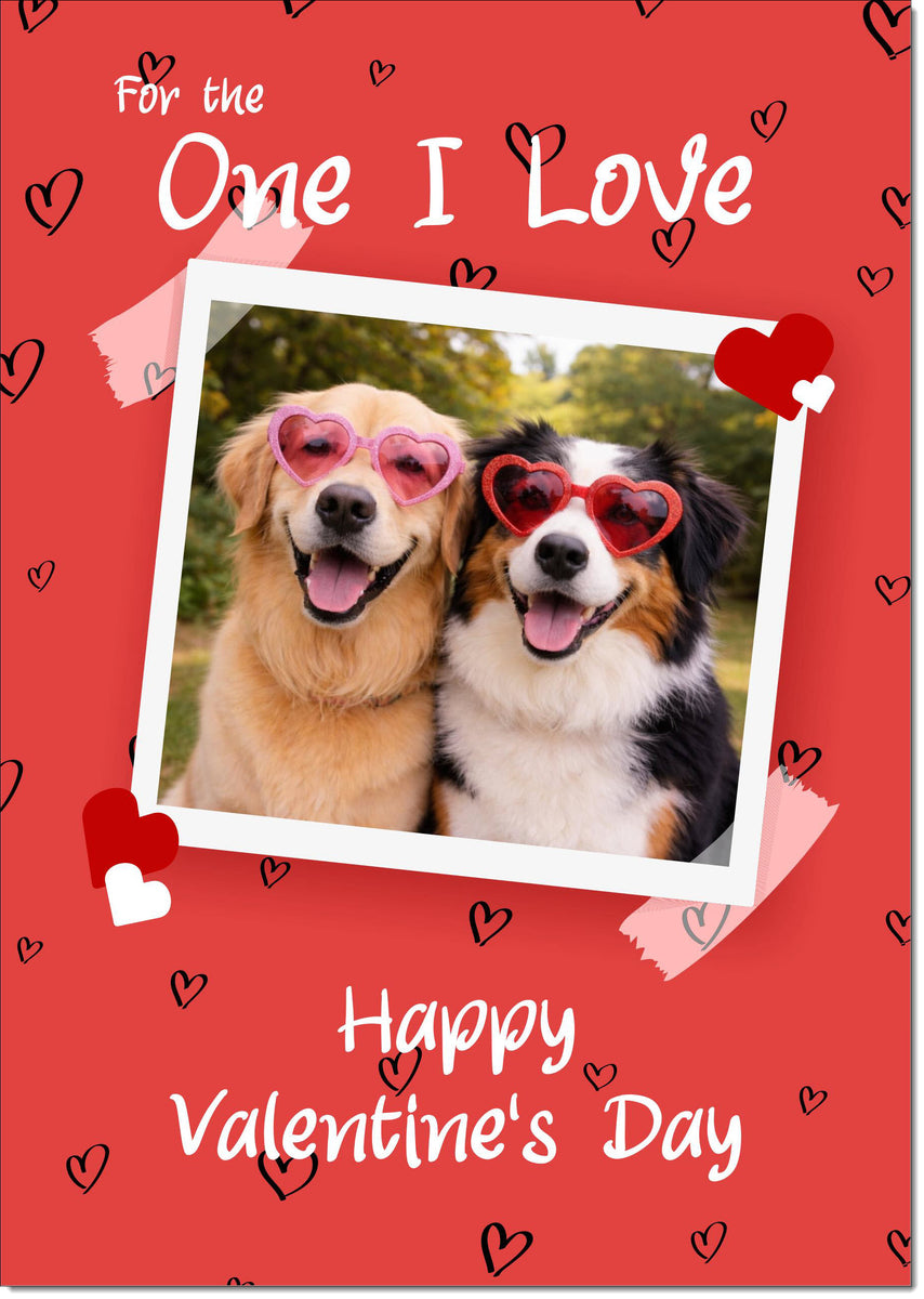 Valentines Day Card to One I Love 2 Dogs with Heart Glasses – doodlecards