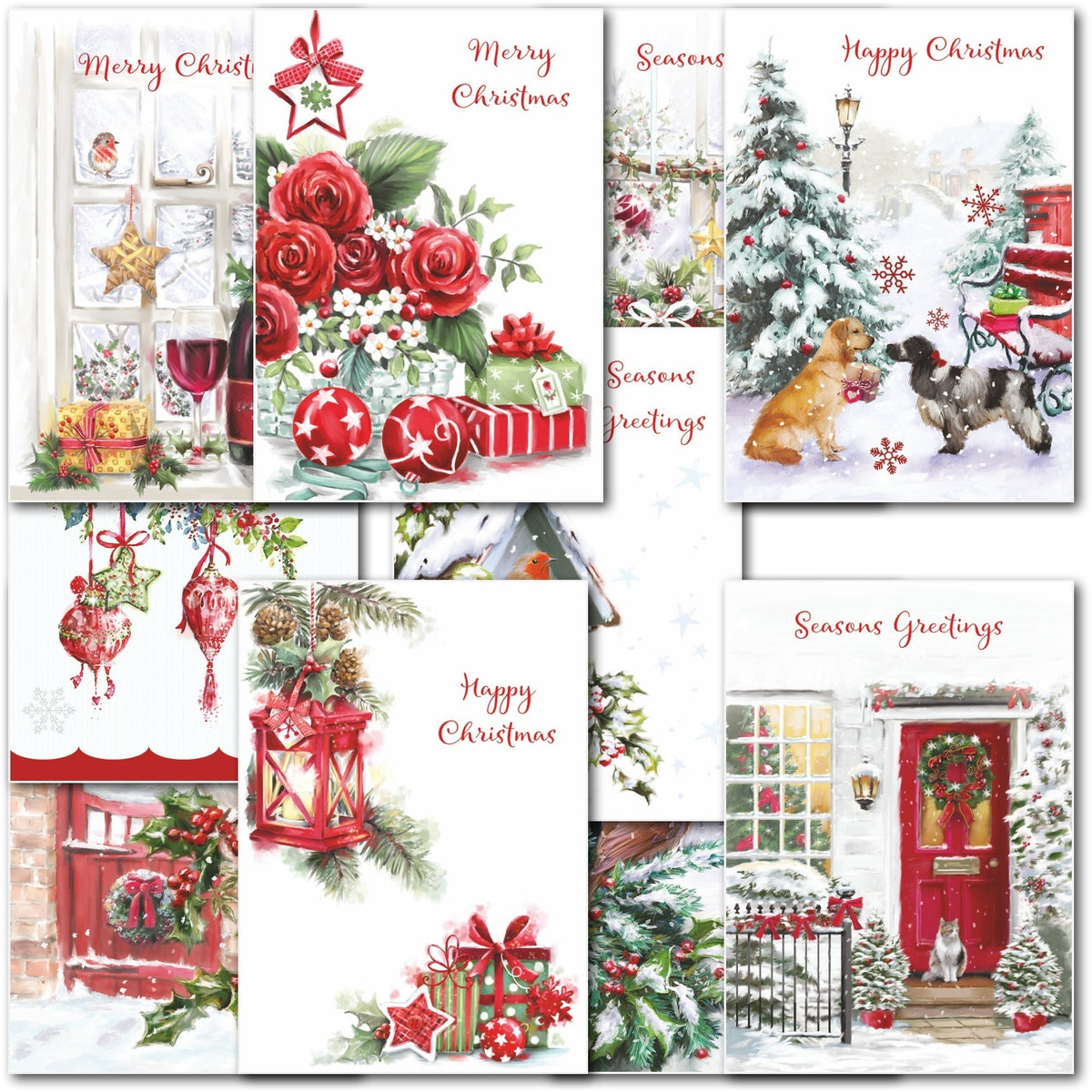 Pack of 10 Mixed Charity Christmas Cards Festive Traditional – doodlecards