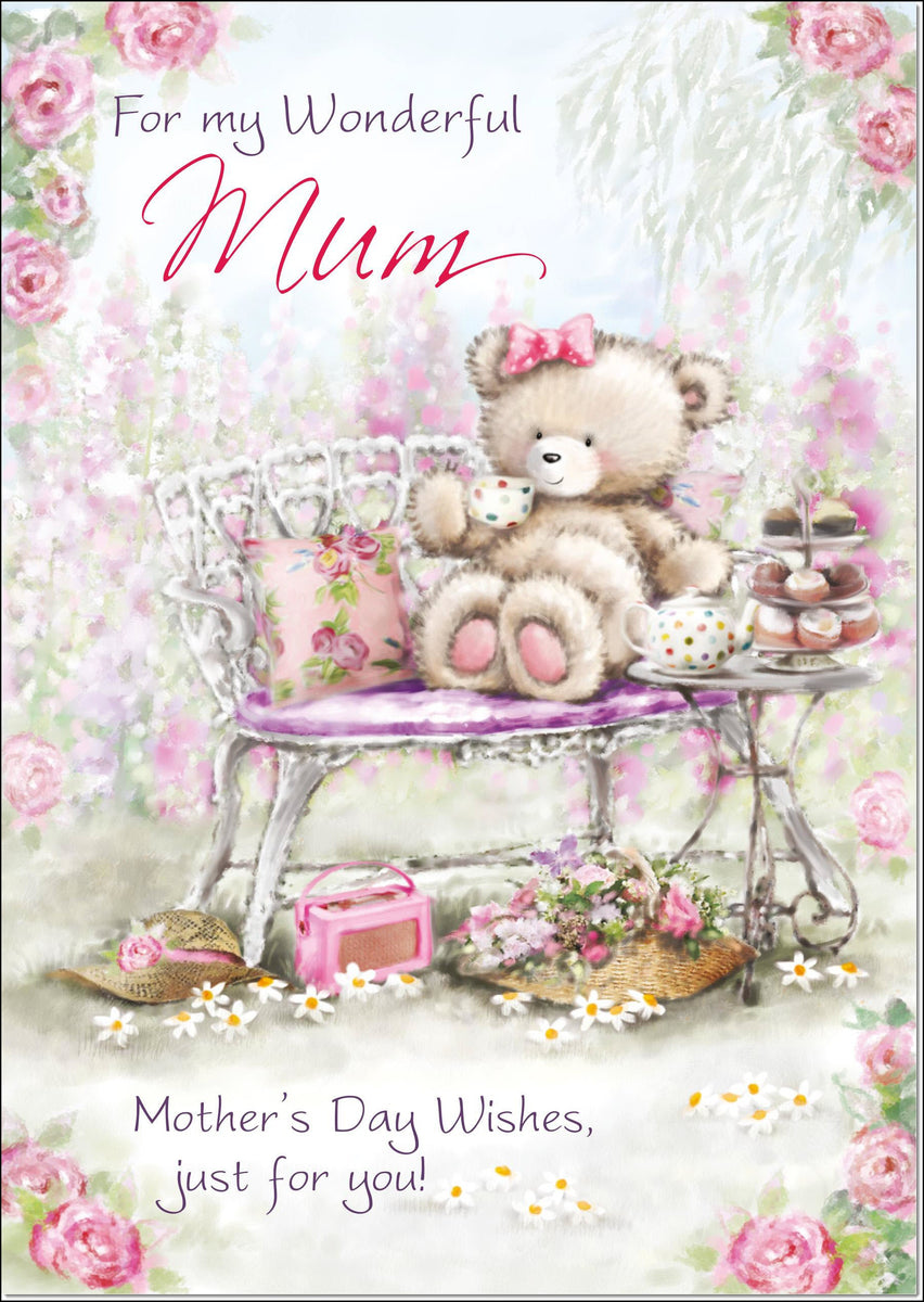 Mum Mothers Day Card Cute Teddy's Afternoon Tea – doodlecards