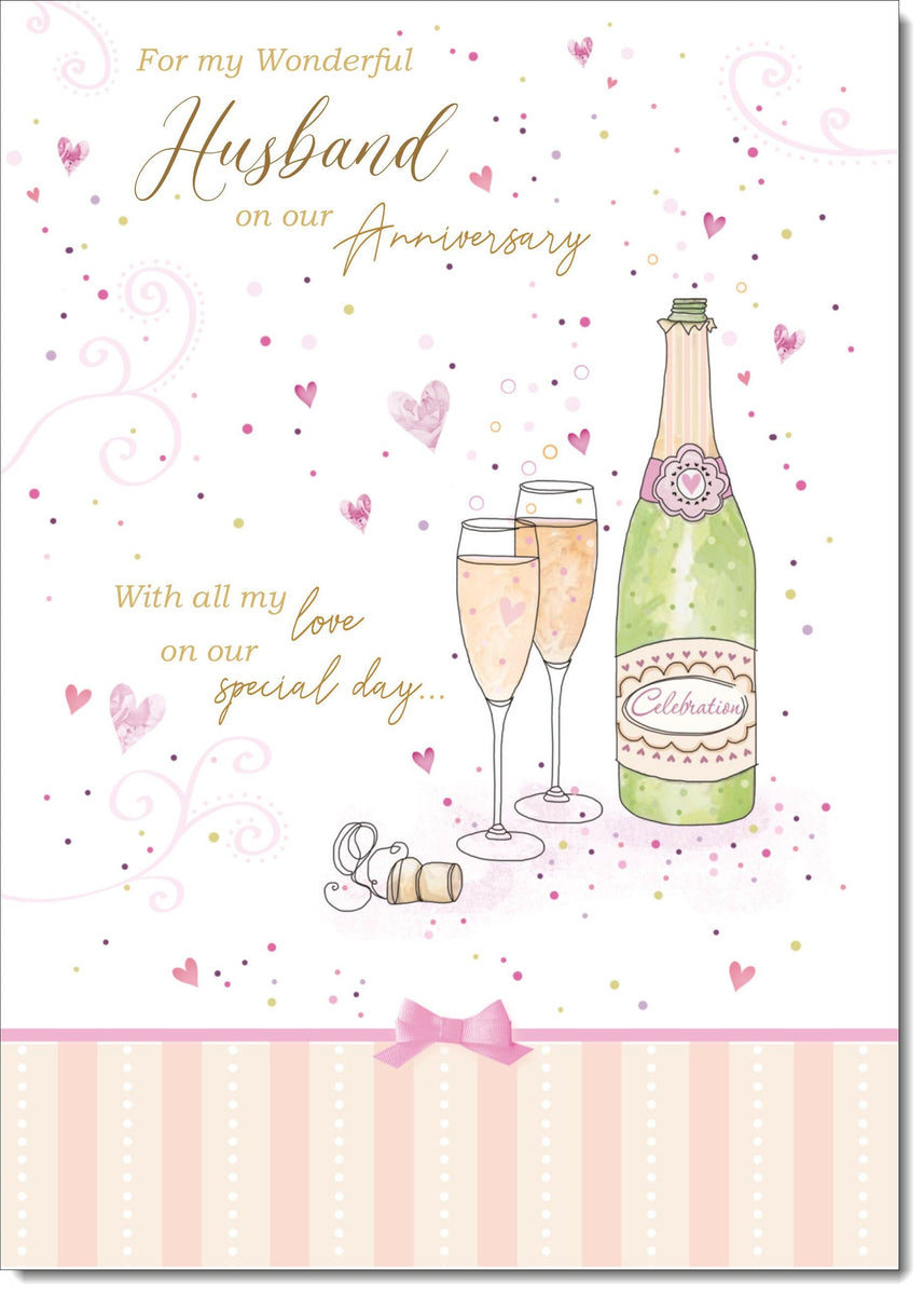 Husband Wedding Anniversary Card Champagne – doodlecards