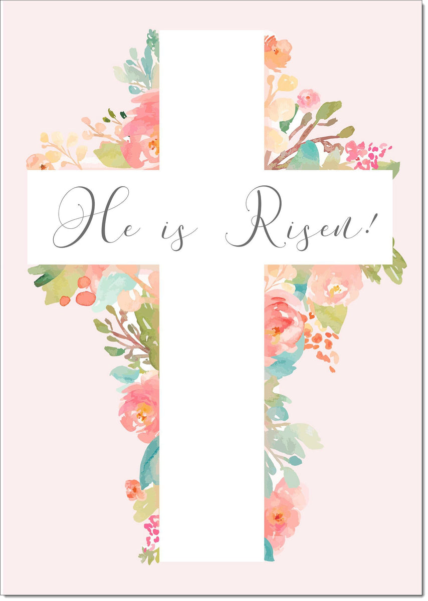 Pack of 10 Easter Cards He is Risen Cross – doodlecards