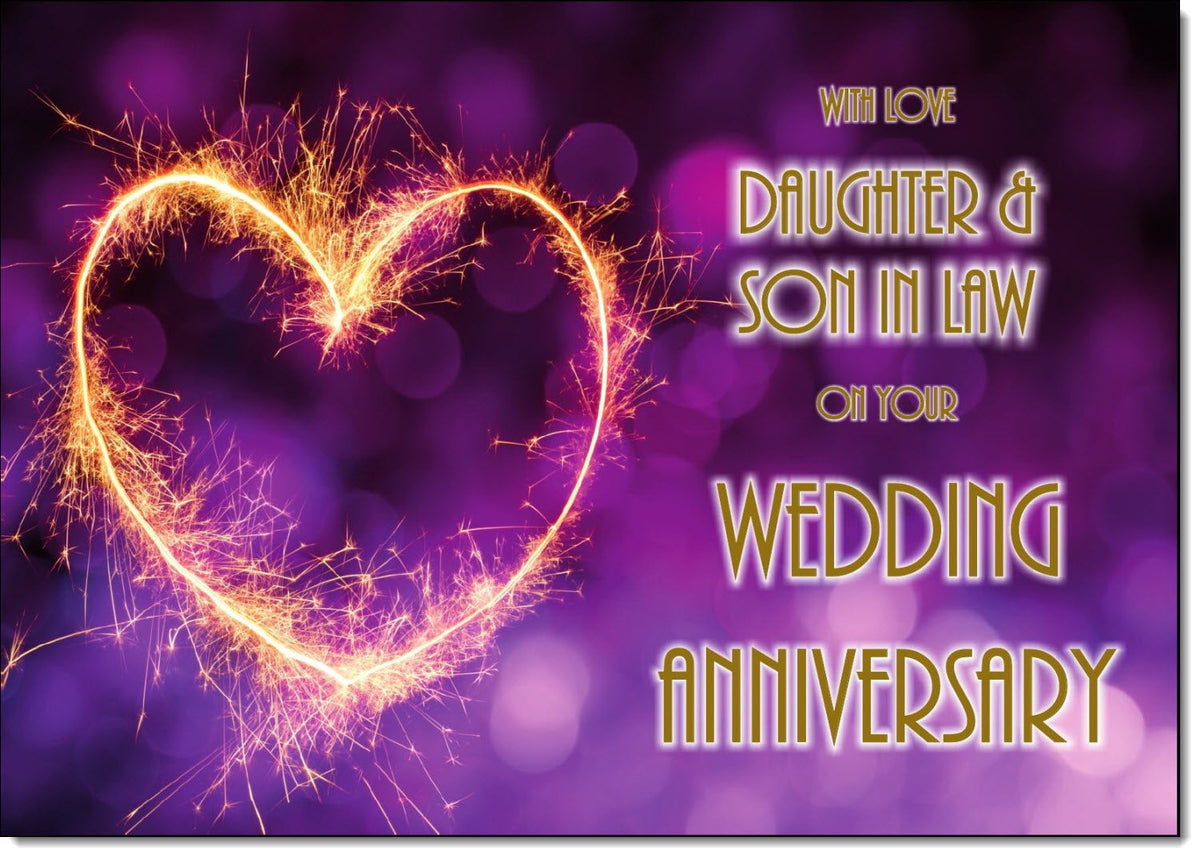 Daughter & Son-in-Law Wedding Anniversary Card Firework Love Heart