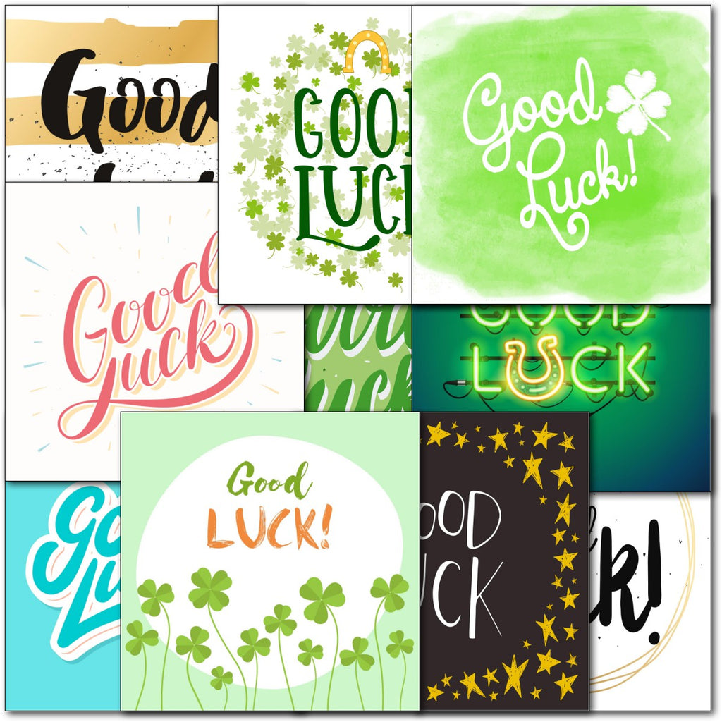 Good Luck Packing Pack of 10 Square Good Luck Cards - New Job Exams School College ...
