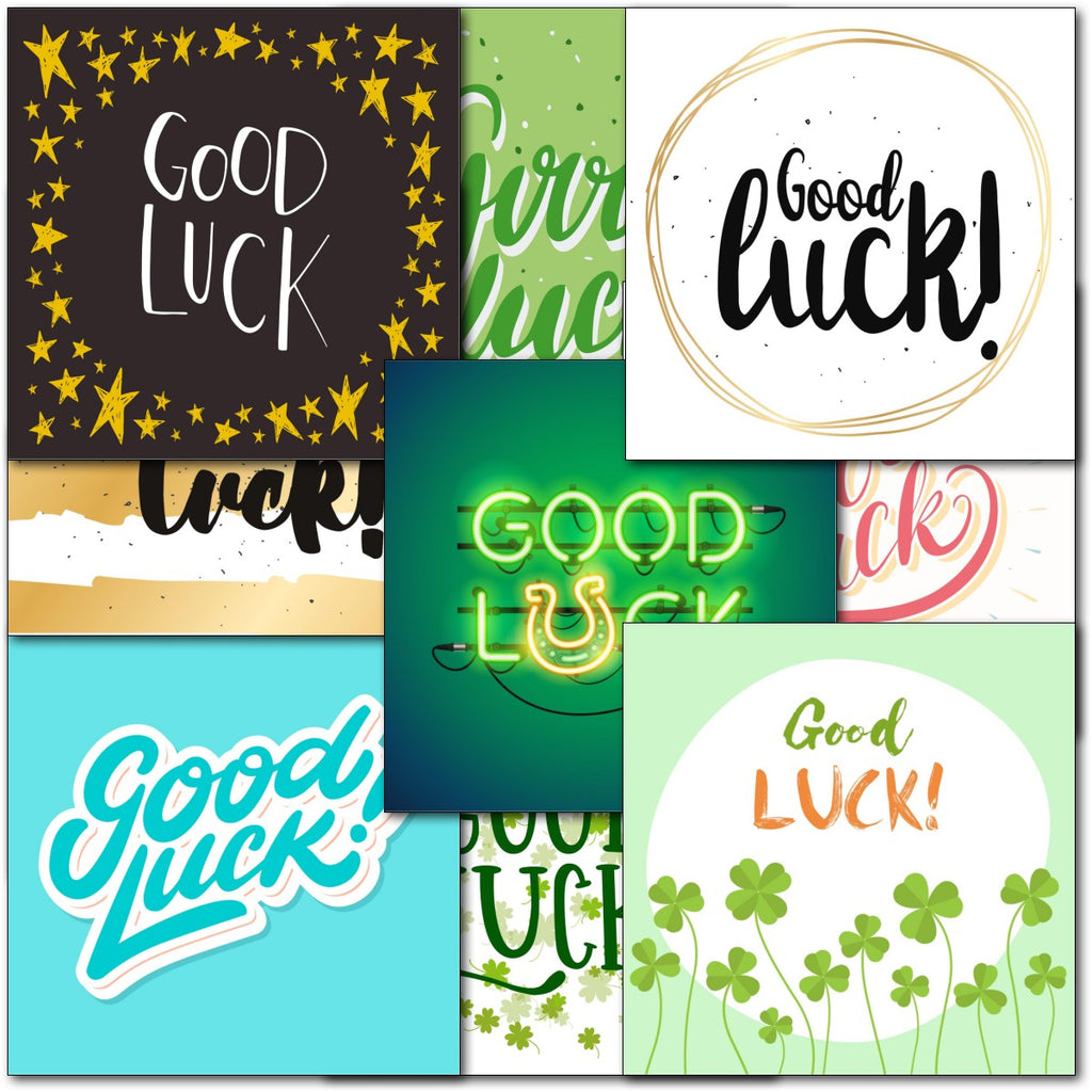 Good Luck Packing Pack of 10 Square Good Luck Cards - New Job Exams School College ...