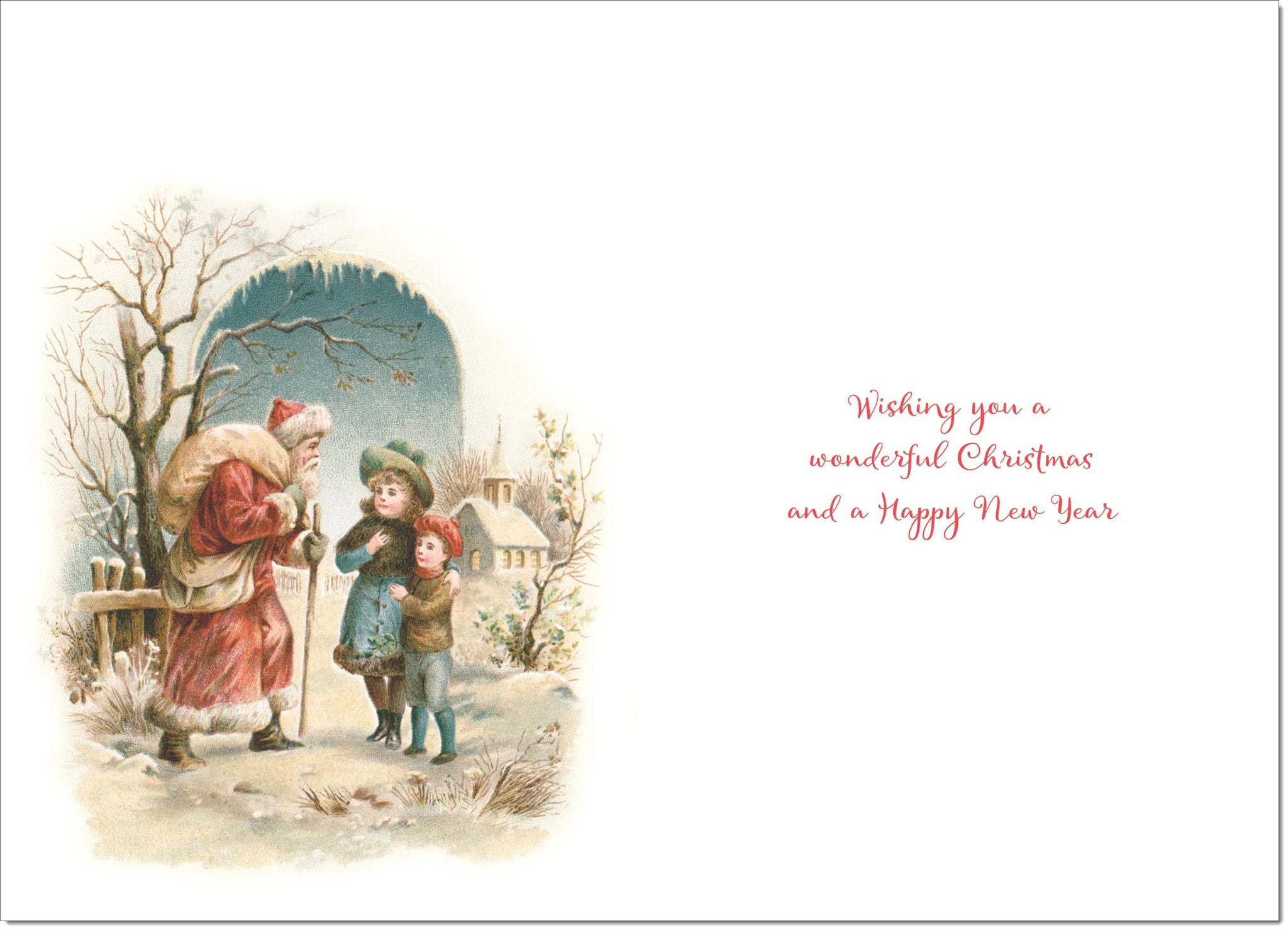 Friends We Don't Forget Christmas Card Victorian Santa Painting