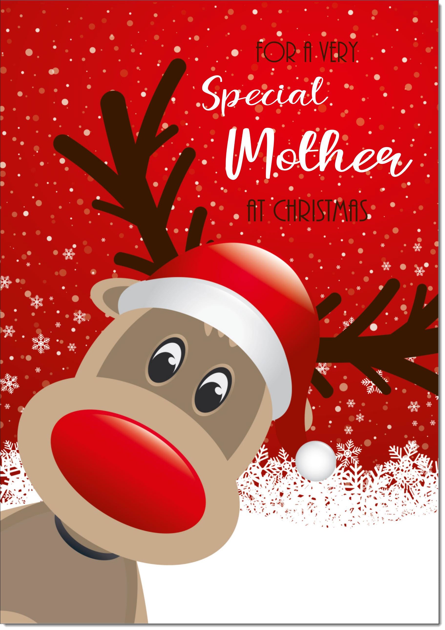 Mother Christmas Card Rudolph in Snow – doodlecards, image size:1823x2579