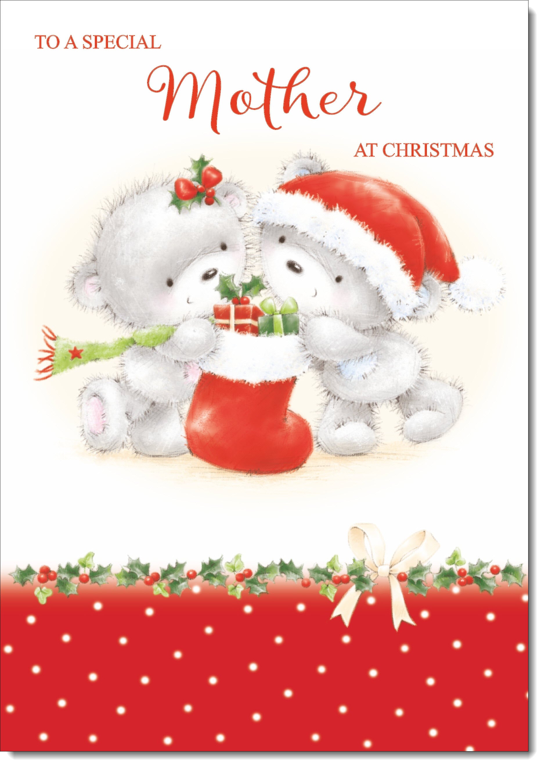 Mother Christmas Card Cute Bears with Stocking – doodlecards