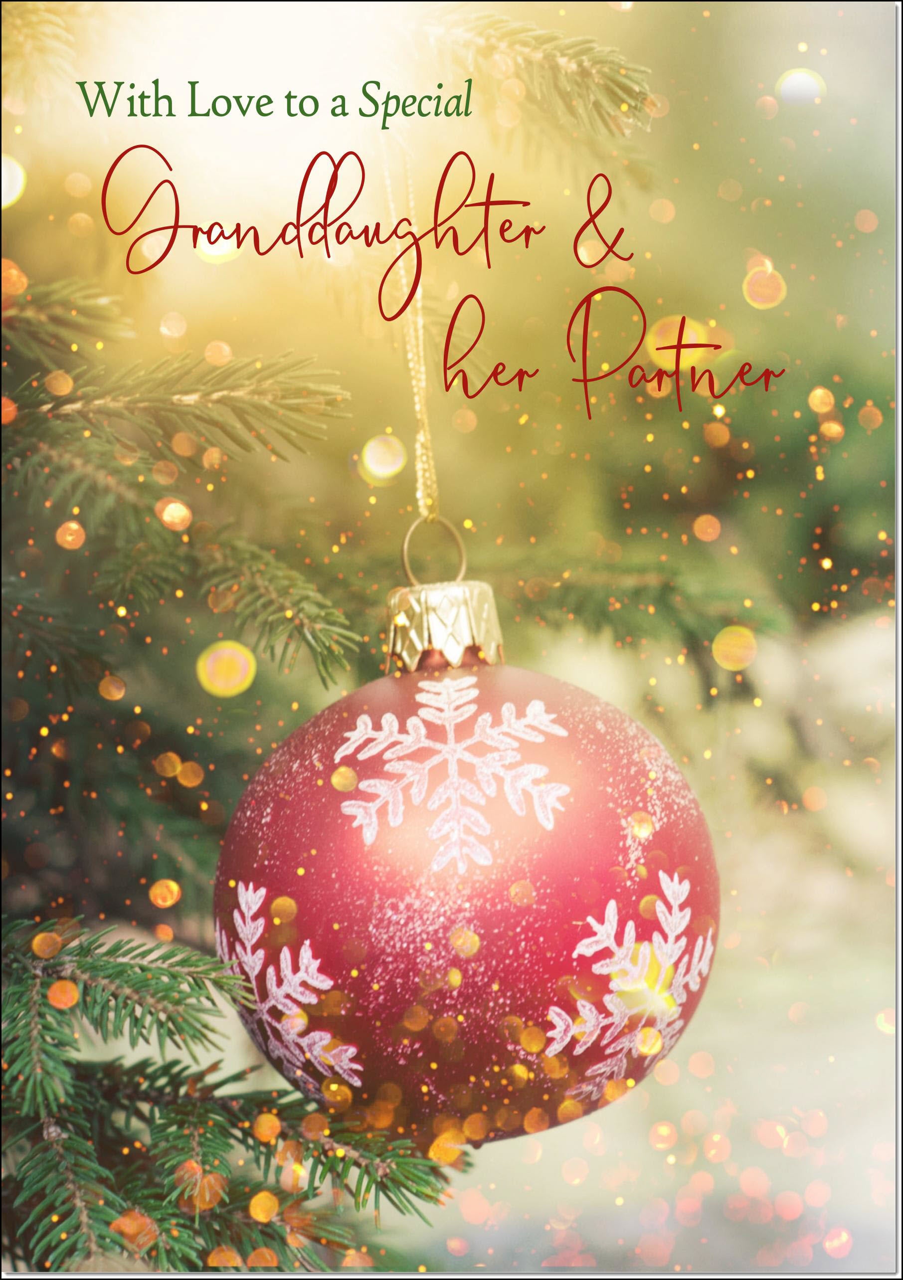 Granddaughter & Family Christmas Card - Dressing The Snowman - Medium Sized Card (A5 Size -148mm X 210mm) With Envelope