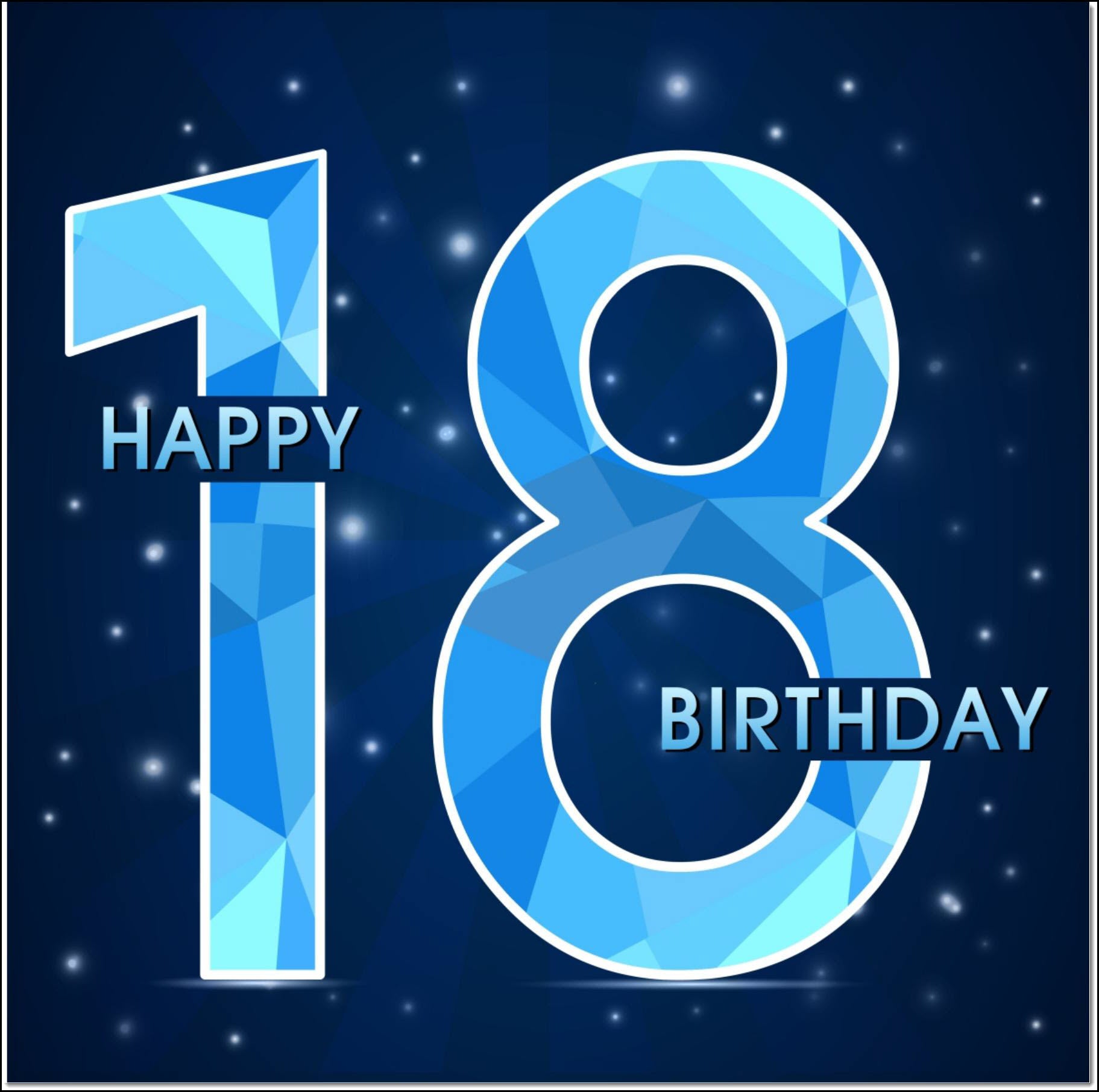 18th Birthday Card Age 18 for Him Blue Sparkle – doodlecards
