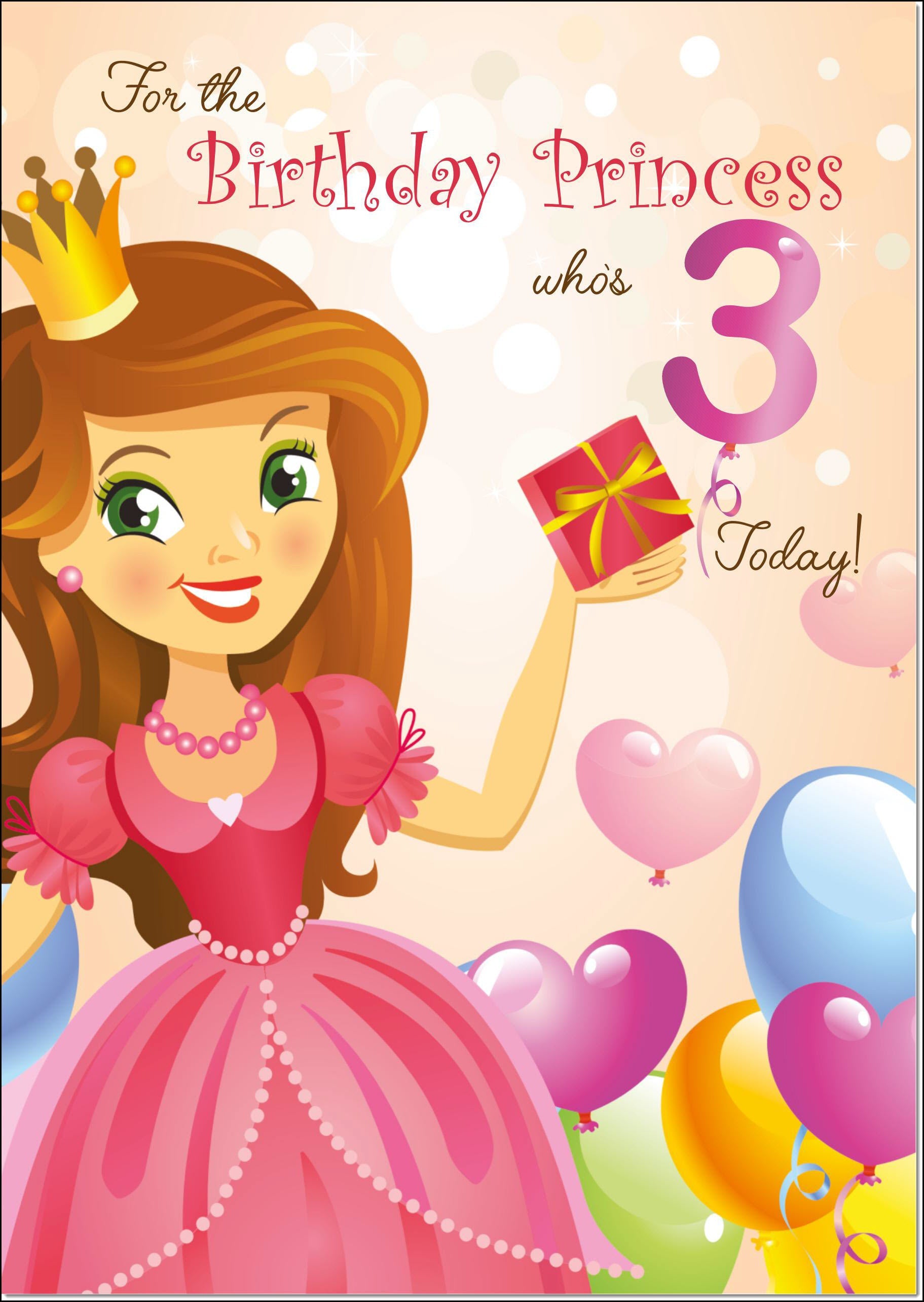3rd Birthday Card Age for Girl Birthday Princess
