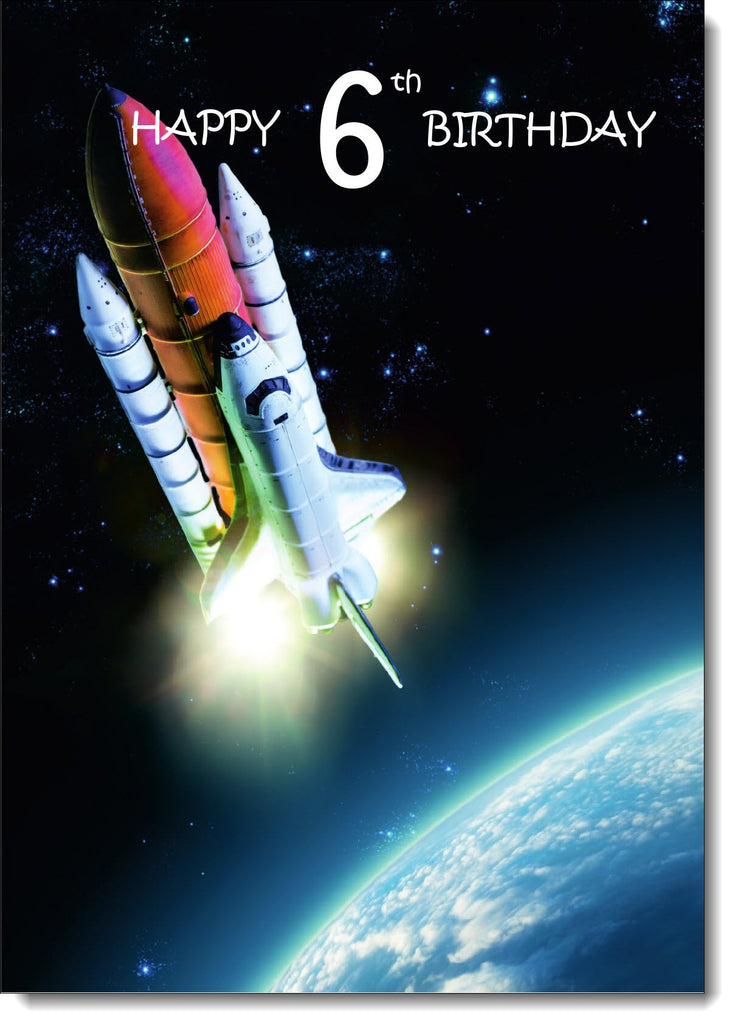 6th Birthday Card Age 6 for Boy Rocket Ship in Space – doodlecards