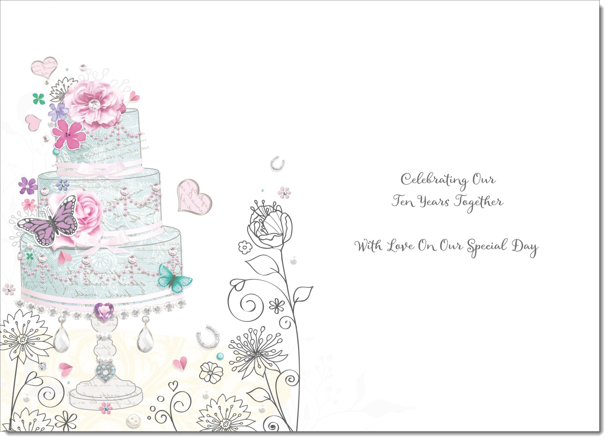 White Cotton Cards Rubinhochzeit Karte - Handgefertigt, 16x16 Cm, Mit Strass & Glitzer, Leer Innen