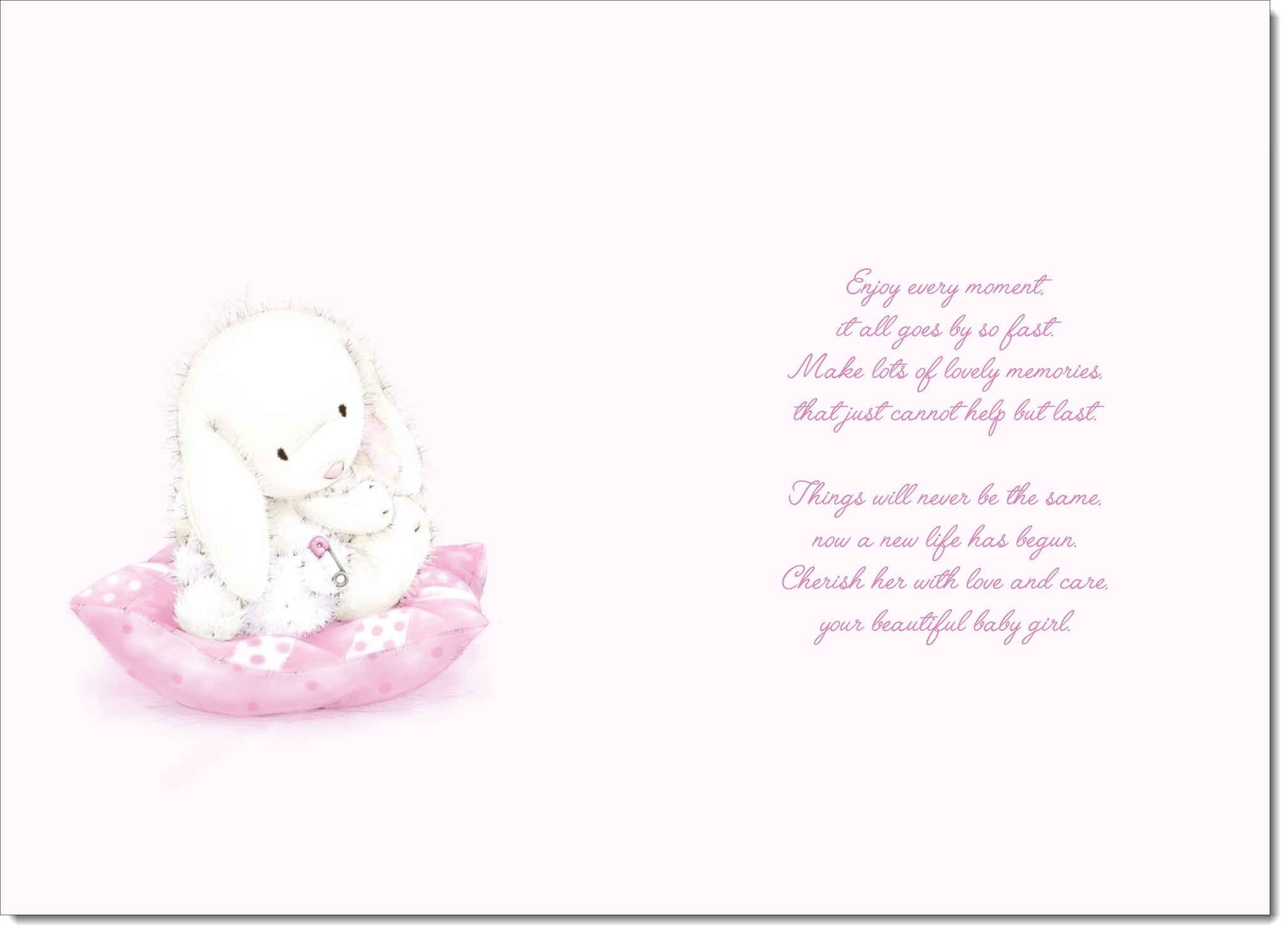 White Cotton Cards New Baby Girl Congratulations Karte – Handgefertigt, 16x16 Cm, Mit Strass & Umschlag