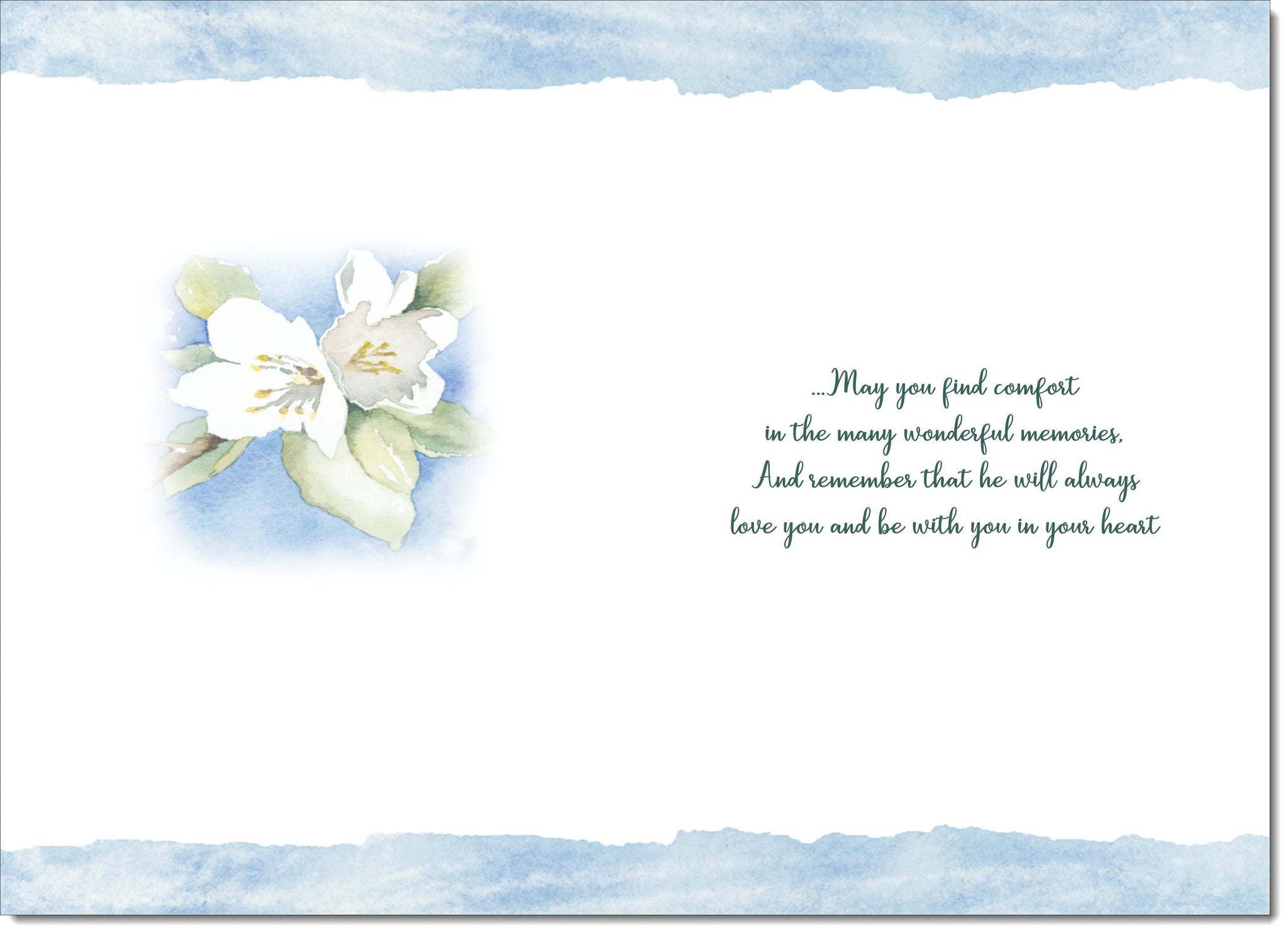 Sympathy Card For Loss Of Husband - Blue White Doves Condolences Card Blank Inside